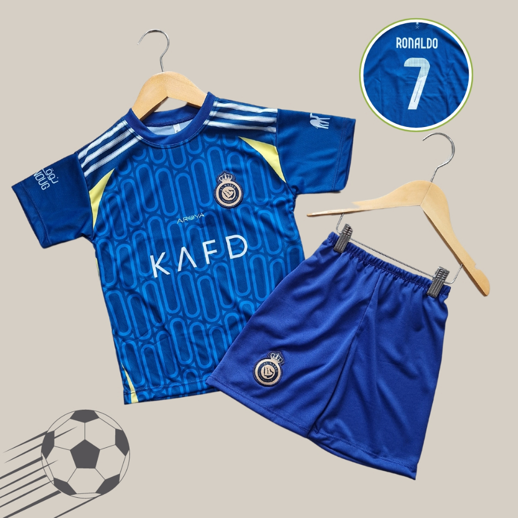 Conjunto Infantil de Time Futebol Cristiano Ronaldo AZUL Camisa e Short ...