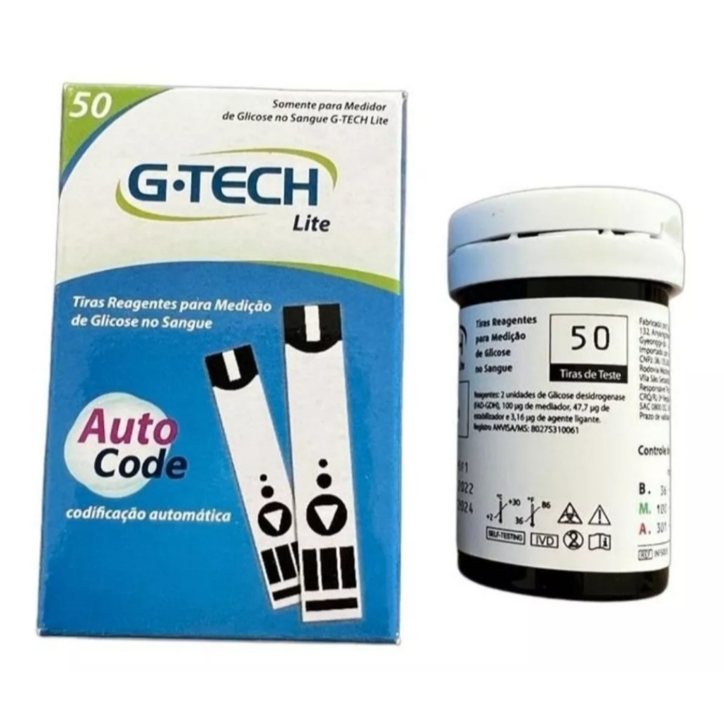 Tiras De Glicose G-Tech Lite 50 Unidades