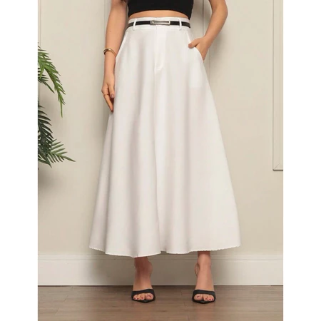 Saia Longa Feminina Alfaiataria Moda Evangélica Casual Básica Inverno Cintura Alta