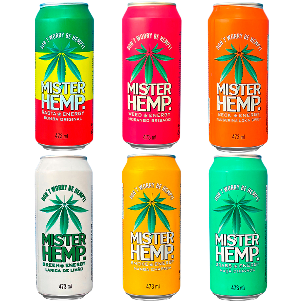 Energético Mister Hemp Beck Energy Drink Lata Morango Tangerina Limão Manga Maça Verde