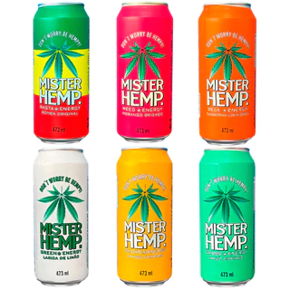 Energético Mister Hemp Beck Energy Drink Lata Morango Tangerina Limão Manga Maça Verde