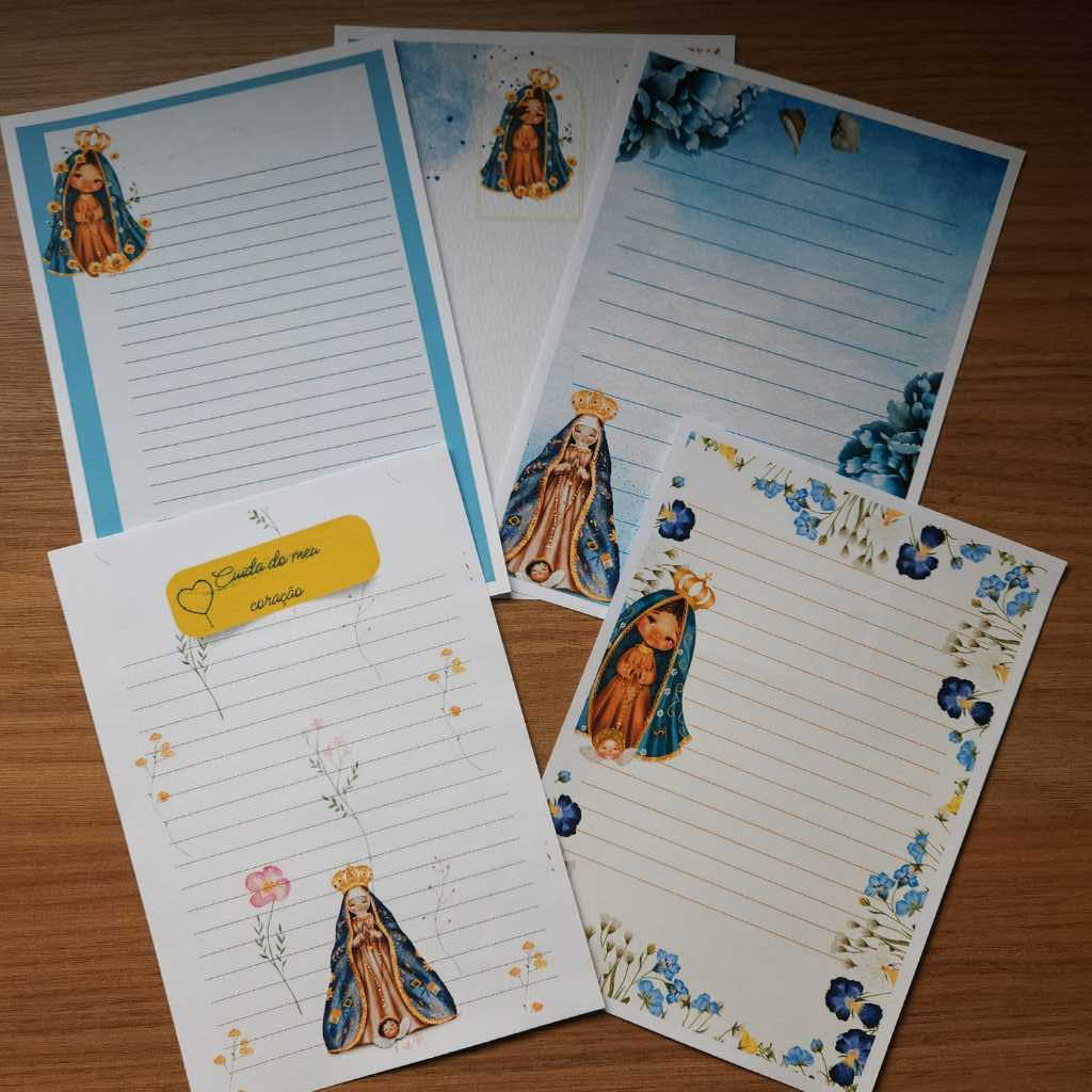 Papel de carta Católico (Nossa Senhora Aparecida) - 20 unidades ...