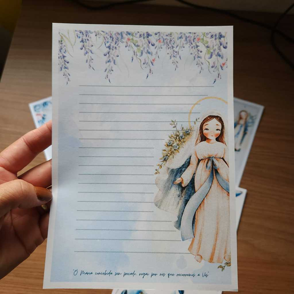 Papel de carta Católico (Nossa Senhora das Graças) - 20 unidades ...