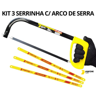 Kit 3 Serrinha 12 Pol. 30cm 24 Dentes Com Arco De Serra Cabo Plástico Cortar Madeira Plástico Metal
