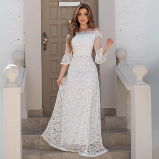 Vestido Longo De Noiva Para Casamento Civil Ombro A Ombro