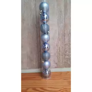 Bola De Natal Lisa/Mate/Glitter Azul Claro Com 8 Pcs 6 Cm