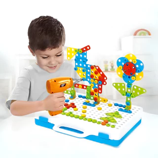 Kit Maleta Ferramenta Infantil Parafusadeira de Brinquedo para Montar Brinquedo Educativo Didático Criativo Tools Set Kids Faz de Conta Dia das Crianças