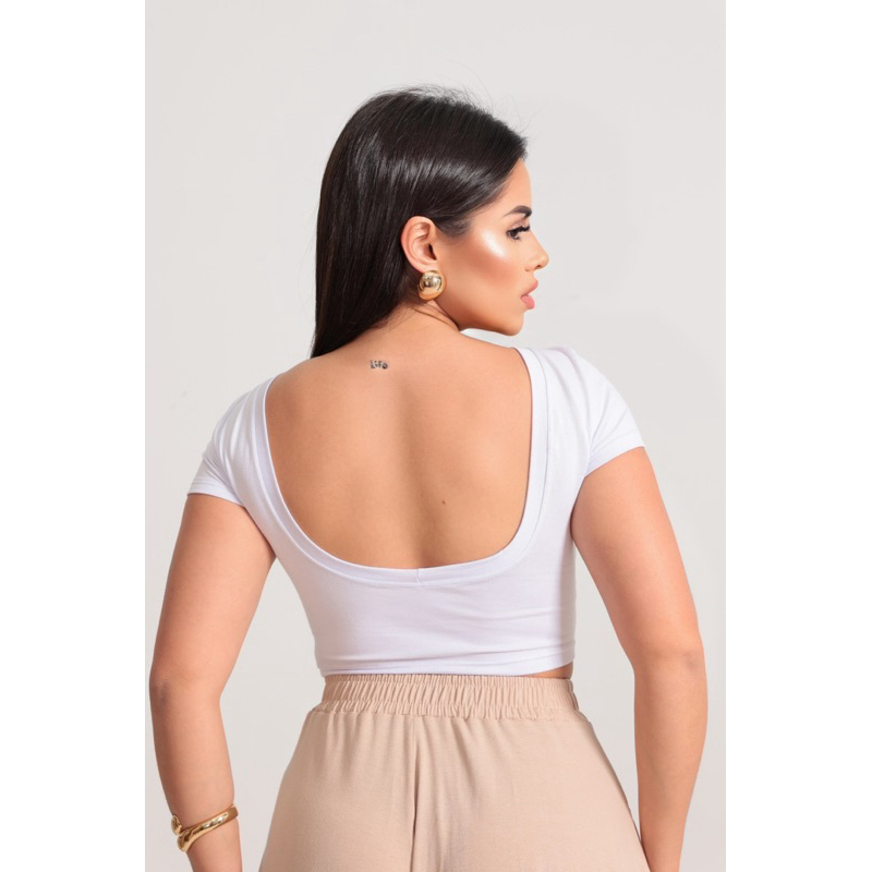 Cropped aberto nas costas em tecido de visco lycra | Shopee Brasil
