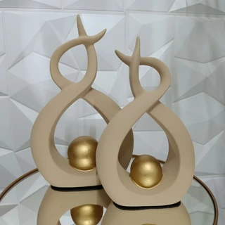 Par de Esculturas de Louças Abstratas Decoração para casa  – Esfera Dourada Bege Luxo em Oferta na Shopee