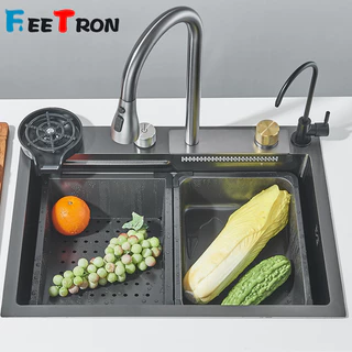 Kit Cuba Cozinha Gourmet Completa Aço Inox Torneira Flexível Cinzento 60x45x21 cm Cuba De Pia