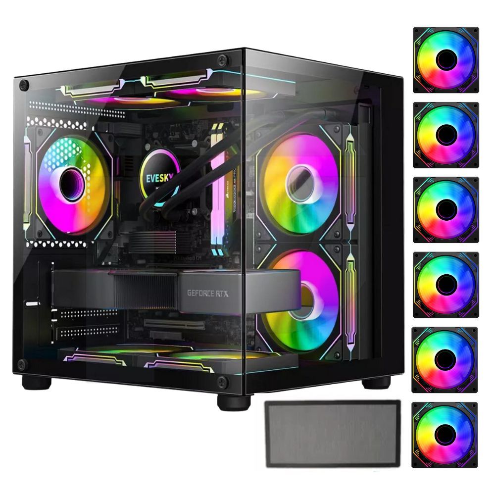 Gabinete Gamer Com 6 Fans Rgb Inclusas Micro Mini Atx