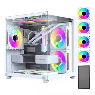 Gabinete Gamer Aquário Branco Com 4 Fans Inclusas Para Water Cooler Rgb Vidro Micro Atx Mini Itx