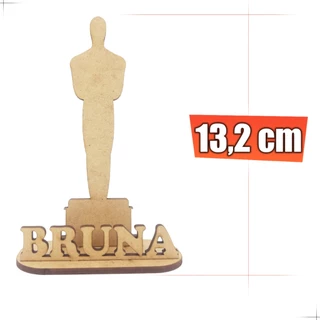 Kit 60 uni Trofeu Estatueta Oscar 13cm Premiação Com Nome Simples Personalizado Lembrancinha MDF
