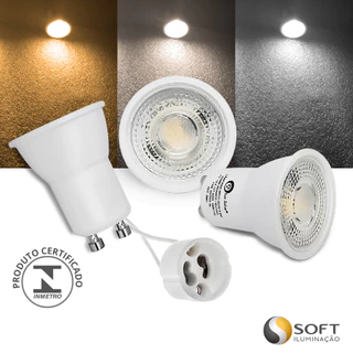 7 Lâmpadas LED Mini Dicroica MR11 4,5W Bipino GU10 Bivolt Luz Branca Quente, Neutra ou Fria