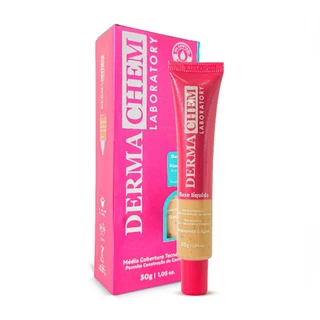 Base Líquida Facial Média Cobertura Cor 2 com Niacinamida, Hialurônico e Vitamina E 30g Dermachem