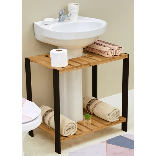 Estante para Banheiro Pia Coluna, Gabinete Banheiro, Móvel para Banheiro, Envernizado Acabamento TOP