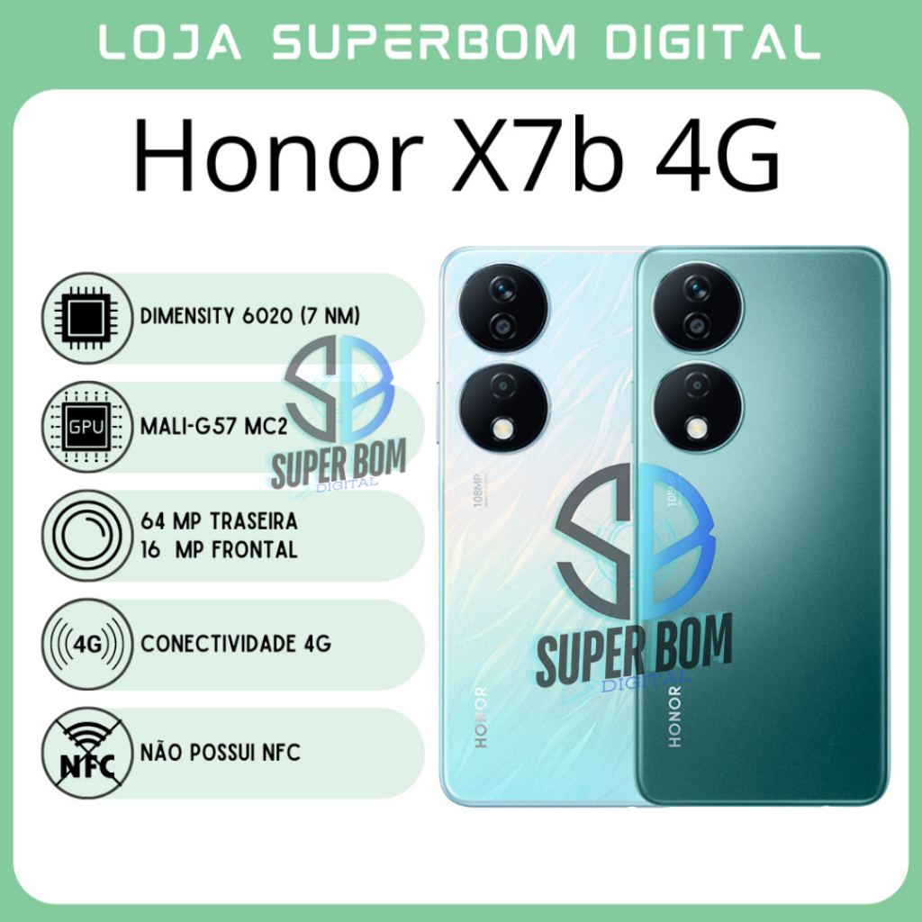 Honor X7B 4G (Versão Global) Câmera de 108MP, Bateria6000 mAh