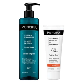 Principia kit Gel de Limpeza GL-01+ Protetor solar facial PS-01 FPS 60 em Oferta na Shopee