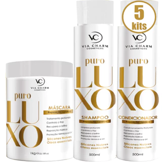 5 Kit Puro Luxo Via Charm Cosméticos Tratamento Profissional