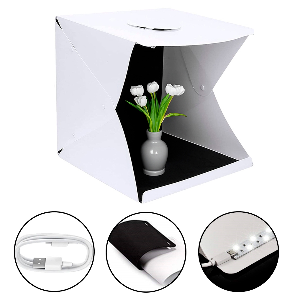 Mini Estúdio Fotográfico Portátil com Led USB Embutido Photo Studio ...