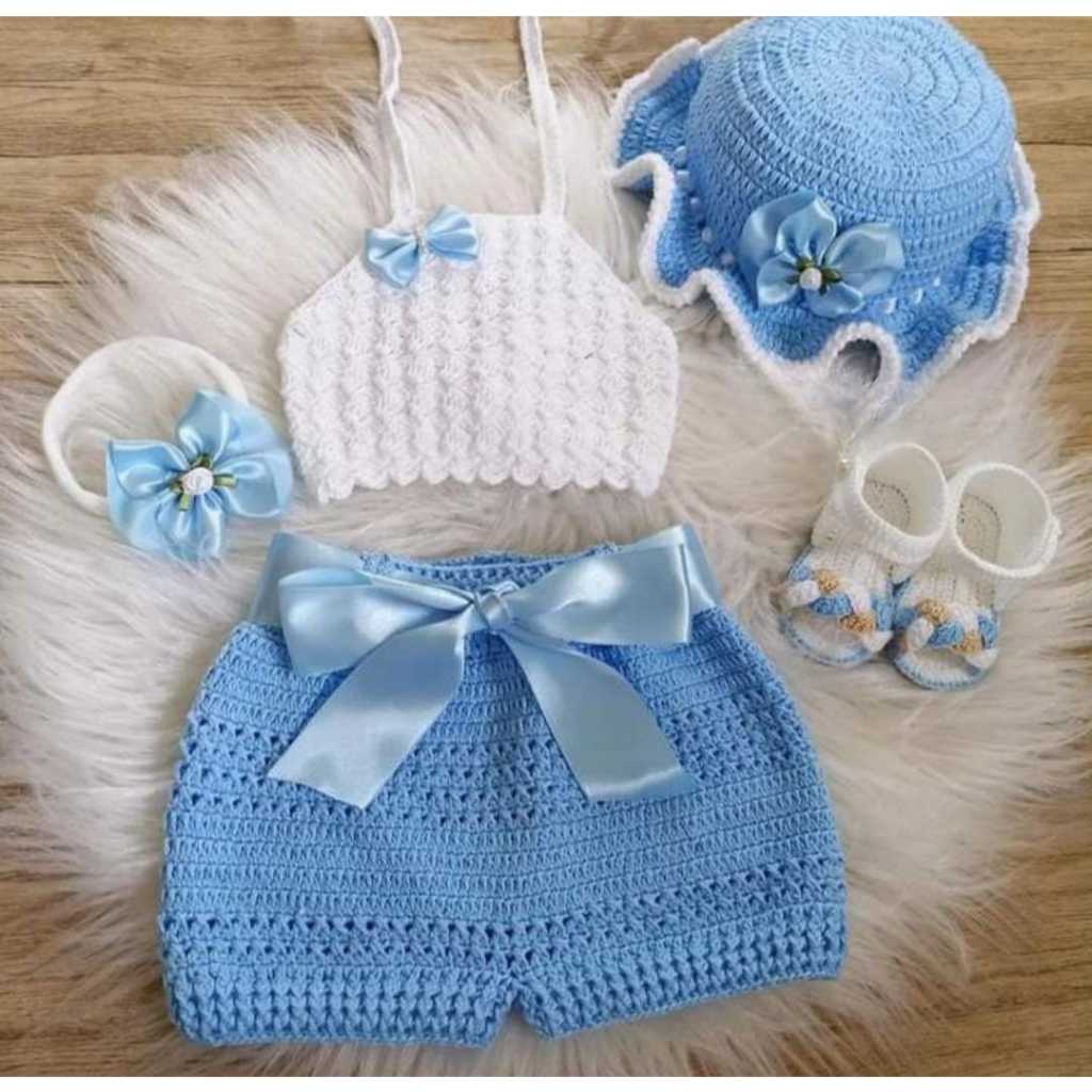 Bebê Recém Nascido Roupas De Croche Para Bebe Feminino Conjunto
