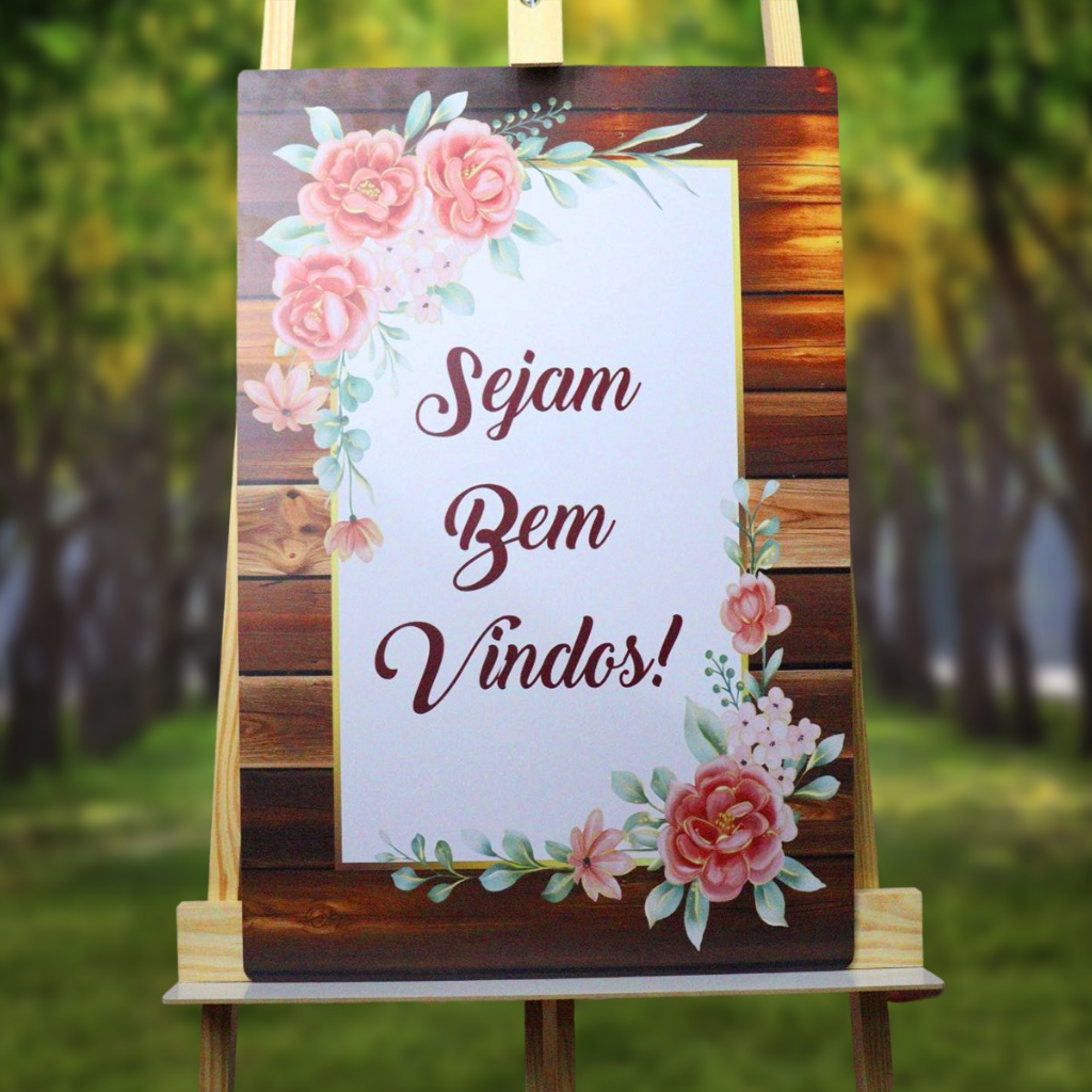 Placa Quadro Sejam Bem Vindos Decoração Eventos MDF Adesivado 40x60cm ...