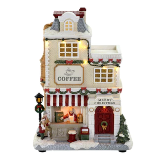 Cafeteria Coffee Shopee Vila Natalina com Luz e Som 28cm