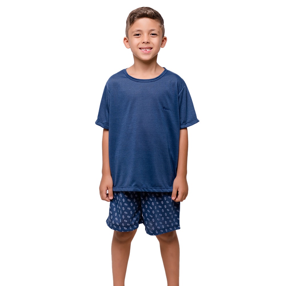 Pijama Confortável Diones Com Gola Redonda e Shorts Estampado Infantil Ideal Para Noites Tranquilas em Oferta na Shopee