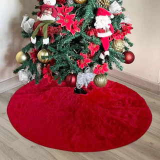 Saia de árvore de natal grande de Veludo Pelo Alto Vermelho 90cm Tapete Luxo e Sofisticação
