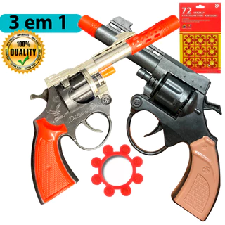 kit 2 Revólver Espoleta + 1 Cartela 72 Shots Full Parafusado Premium de brinquedo espoleta 383