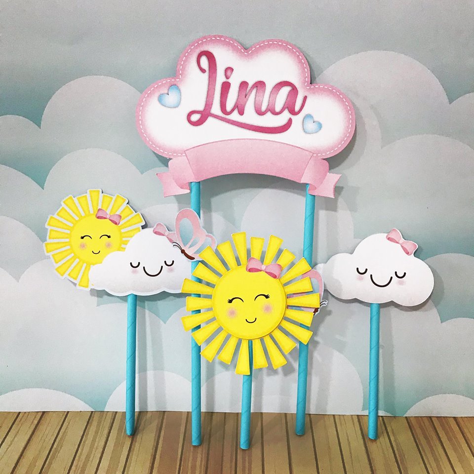 Topo de Bolo Sunshine Raio de Sol topper lembrancinha personalizado ...