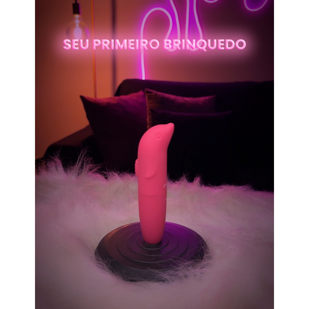 Vibrador Feminino Golfinho Estimulador de Clitóris e Ponto G Toque Aveludado Pilha Sex Shop