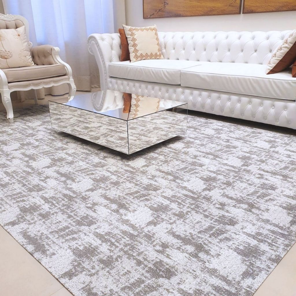 Tapete De Sala Cinza Moderno Com Branco E Antiderrapante 2,00x1,50 ...