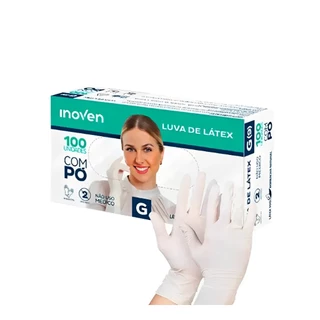 Luva Procedimento Látex com pó Marca Inoven caixa com 100 un