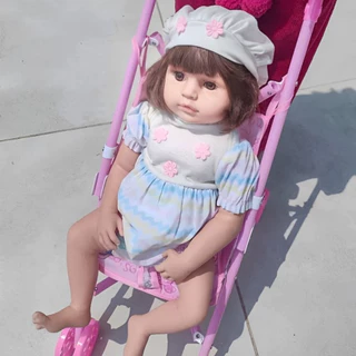 Carrinho de Boneca Pequeno Infantil Dobrável Portátil Rosa Faz de Conta Casa Dia das Crianças Aniversário Menina Passeios Viagens