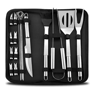 Kit Churrasco Conjunto Chef Gourmet Utensílios Em Aço Inoxidável Inox Com Estojo Churrasqueiro Profissional