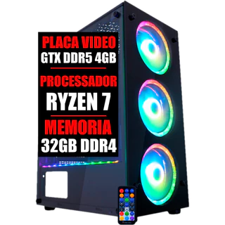 Pc Gamer RGB DDR4 Ryzen 7 / GeForce GTX 4gb Ddr5 / 32GB Ram / Ssd 480gb