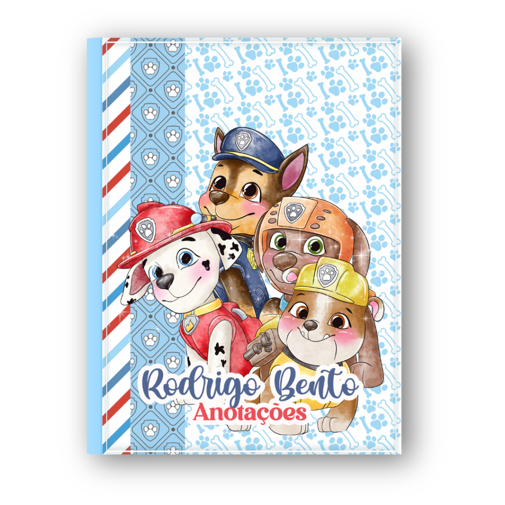 Caderno Brochura Patrulha Canina Personalizado com nome Grande e ...
