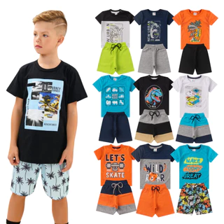 KIT C/10 peças total 5 Conjuntos Infantil Menino Tamanho 1 ao 14
