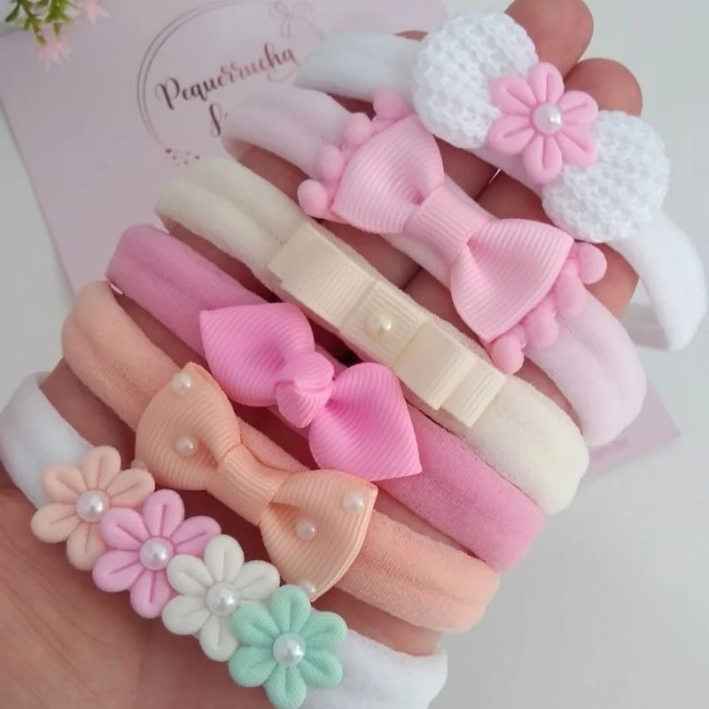Kit laços de cabelo para bebê recém nascido 6 lacinhos | Shopee Brasil