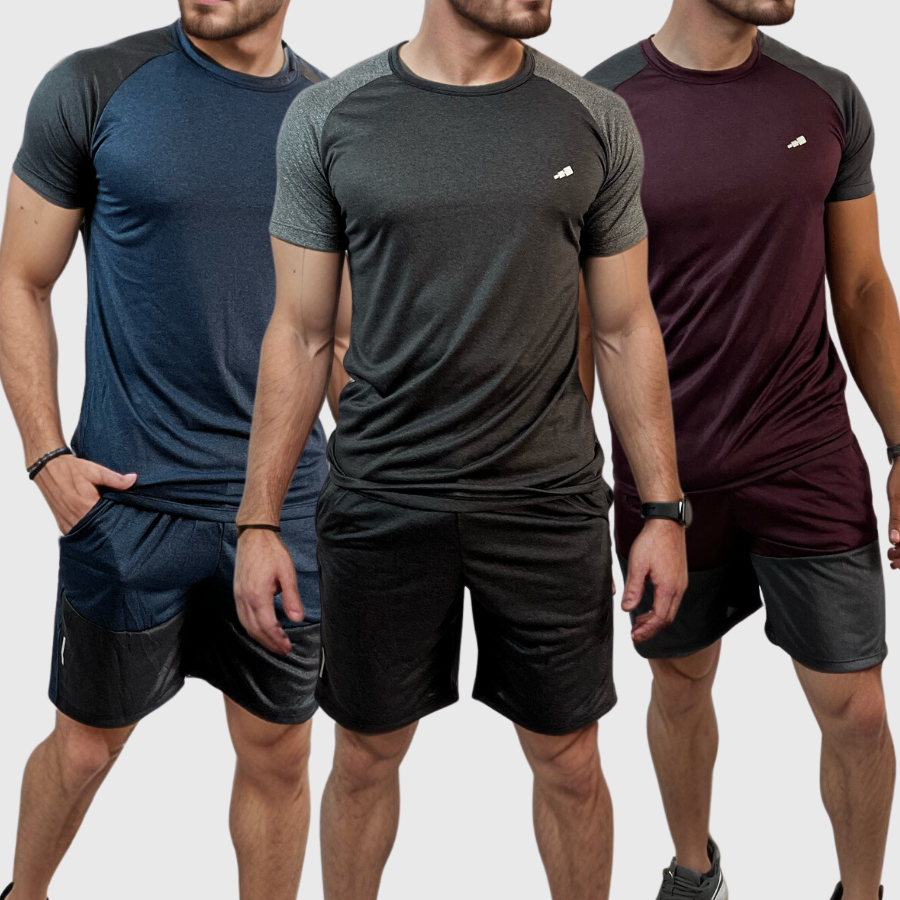 Kit Com Três Conjuntos Camisa Masculina Manga Curta + Short Masculino ...