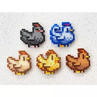 Chaveiro / ímã / Colar / Brinco / Broche / Totem das Galinhas do Stardew Valley em Pixel Art