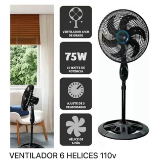 Ventilador De Coluna Turbo 6 Pás 105cm-130cm Ajuste De Altura 75w 110v Ventilador Solaris