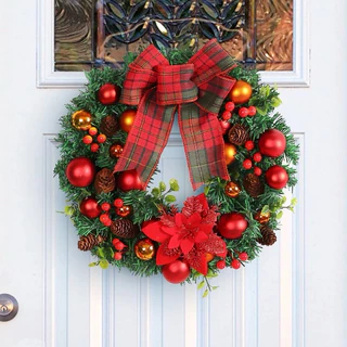Guirlanda Festão Verde Simples Crua sem Enfeites 50cm Decoração Natalina Porta Árvore de Natal