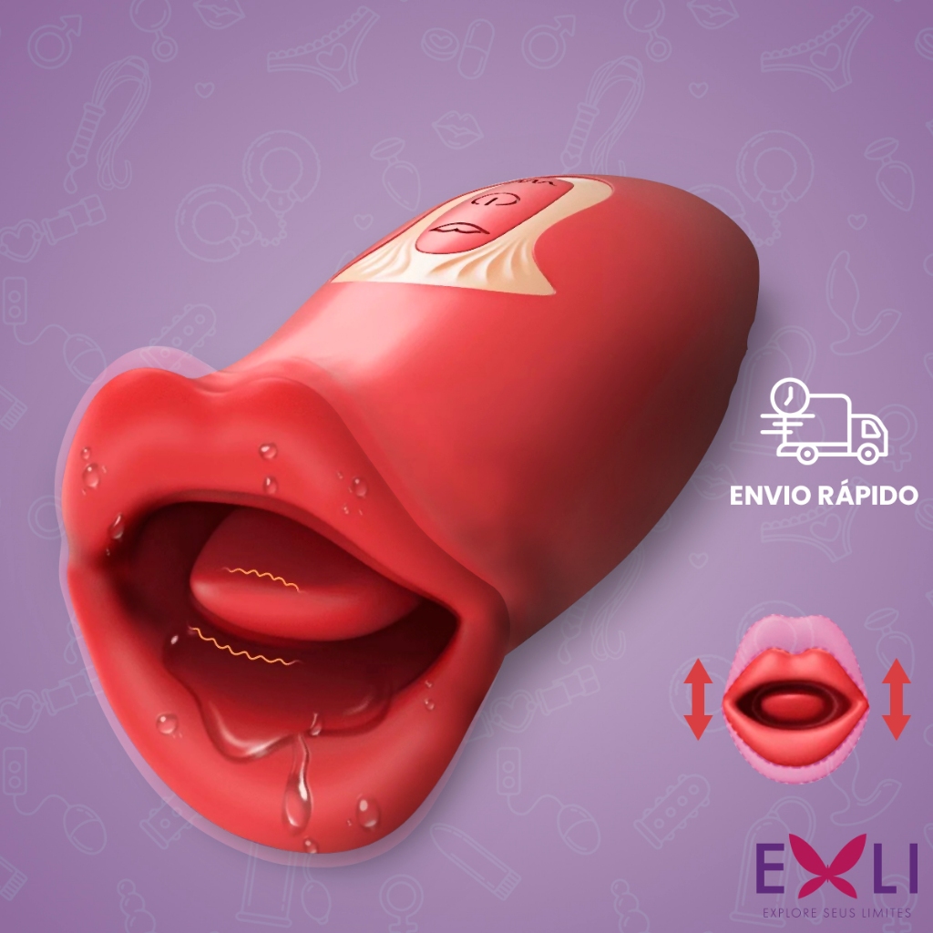 Exli Vibrador Feminino Boca Estimulador de Clitóris Simula Oral Com 10 Modos de Vibração e Oclusão