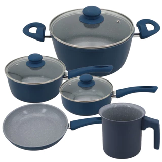 Conjunto de Panela Antiaderente Cerâmica com Tampa de Vidro Caçarola Panela Frigideira Leiteira