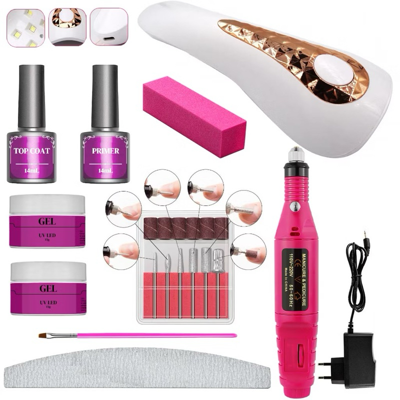 Kit Alongamento De Unha Gel Cabine Estufa+Polygel +LIXA 100 Unhas Tips ...