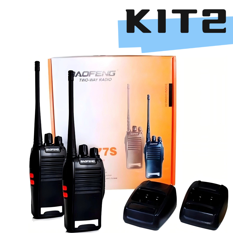 Kit 2 Rádio Comunicador Walk Talk Baofeng 777s com 16 Canais Alcance de 12Km 2 Duas Pçs