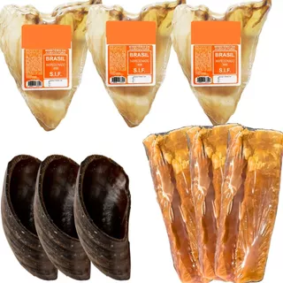Mordedor Natural para Cães Casco Bovino Traqueia Bovina Orelha Bovina Kits Sortidos