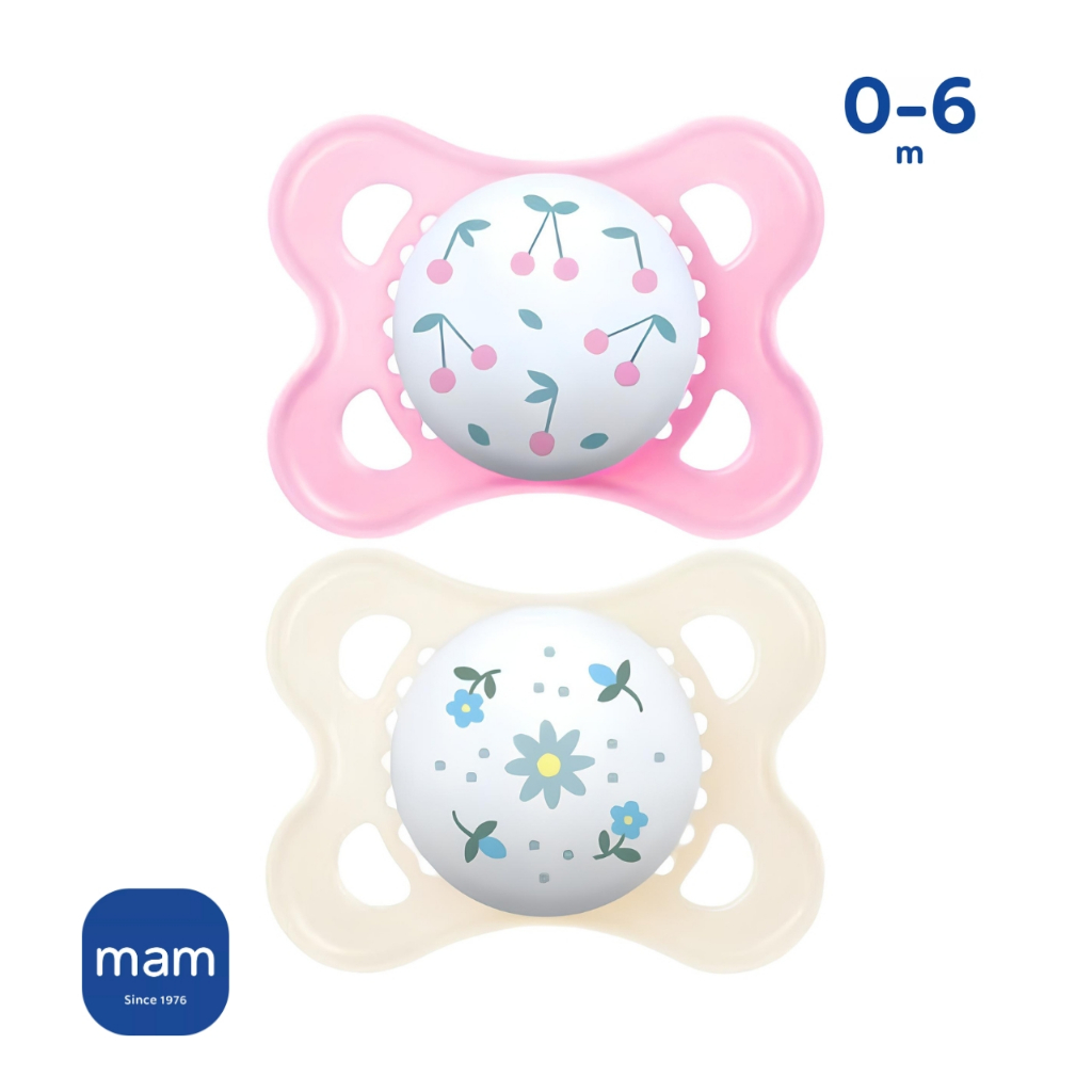 Kit 2 Chupeta Bico Silicone MAM 0-6 Meses Rosa Menina Original Recém ...